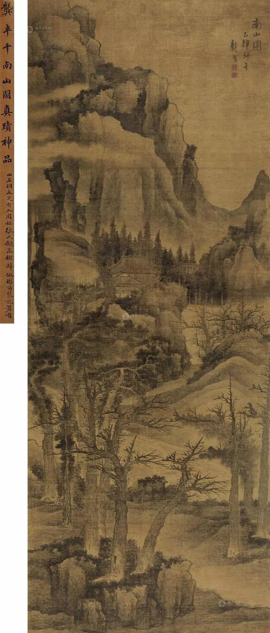 龚贤 南山图 立轴 绢本,252×97.5cm,1675年作