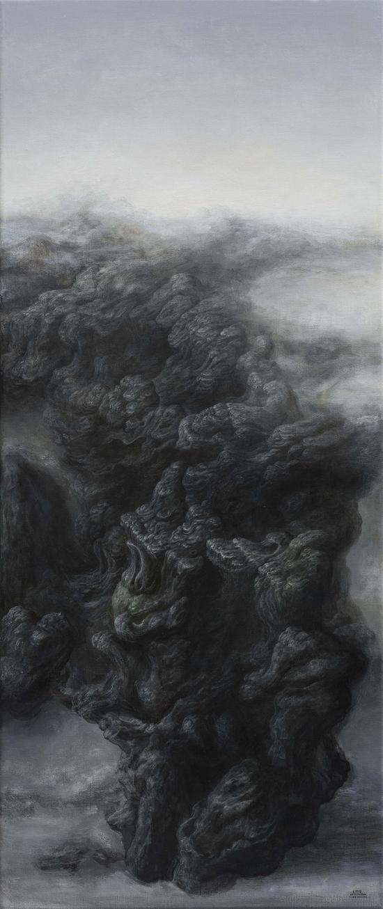 翠麟含泽 Dragon Mountain 布面丙烯 Acrylic on Canvas 44 X 103 cm 2016