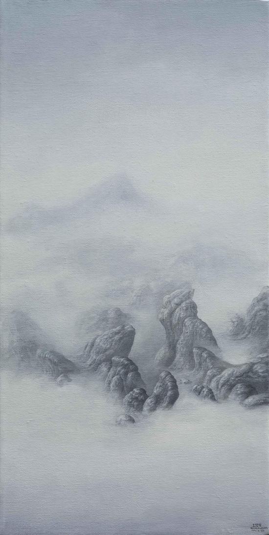 冷屺 Cloudy Mountains 布面丙烯 Acrylic on Canvas 60 X 30 cm 2016