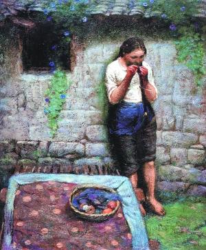 罗中立油画《穿针女》
