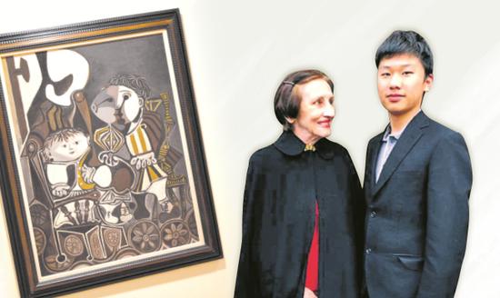 毕加索的“缪斯”吉洛(左)加郭庆祥的儿子郭卡森(右)合影。