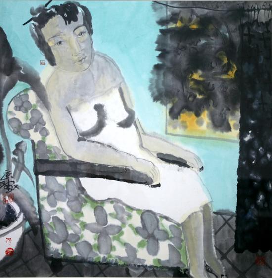 刘庆和,云,纸本设色,70x70cm,1995