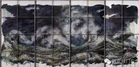 背景系列-海鸥你飞 240x120cmx4 布面油画&综合材料 2016