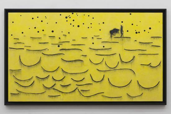 Giuseppe Gallo 吉塞普·戛洛 哲学家与公牛 板上蜡画、水彩、丙烯 90×157 cm 2015