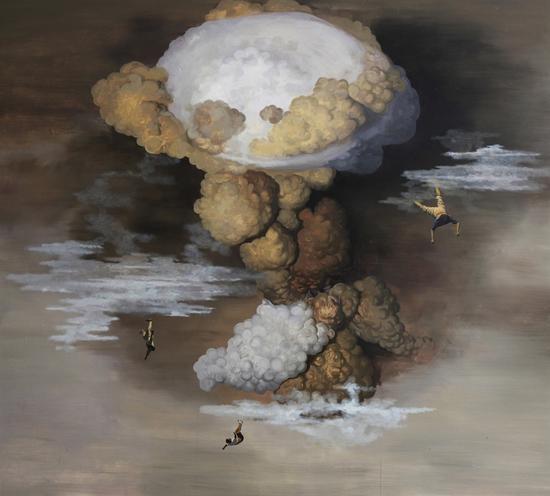 《从哪里坠落》吴健 布面油画尺寸:180cm×180cm 2013