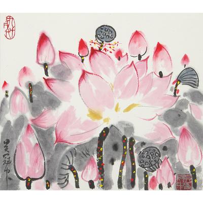 吴冠中(款) 荷花