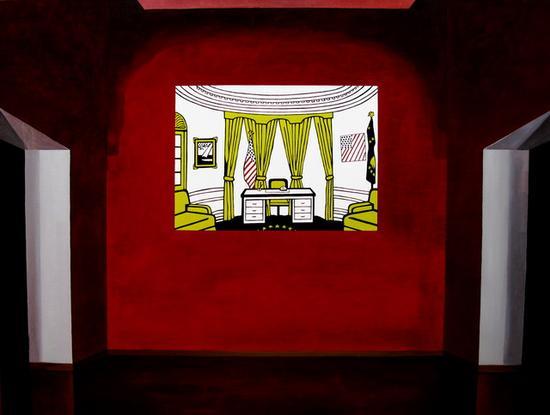椭圆办公室,147.5x198cm,布面油画,2008