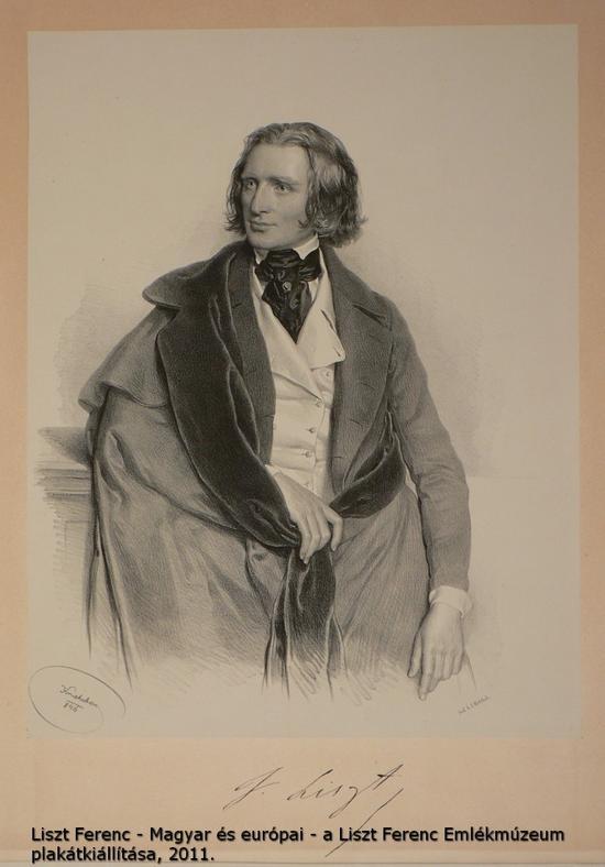 李斯特35岁肖像(1846年) 约瑟夫·克瑞胡波(Josef Kriehuber) 石版画 35.7×27.7cm 匈牙利李斯特故居博物馆