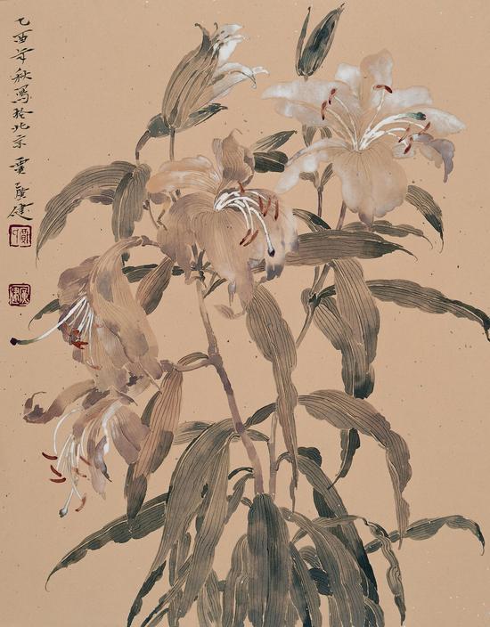 贾广健 百合+32×41cm+纸本设色+2005年