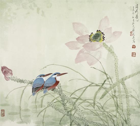 周文举 清荷养心 50cm×45cm 纸卡 2015