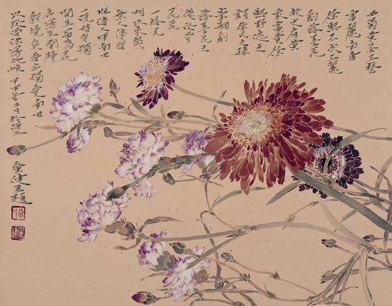 贾广健 菊有佳色+32×41cm+纸本设色+2003年
