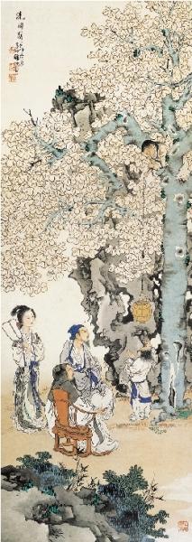 洗桐图(国画) 132×47厘米 1939年 徐燕孙 北京画院藏