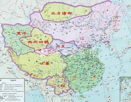 图6-1 北宋与辽,金与辽,金与南宋在历史上的并存期都曾在山西拥有自己的一方之地,直到元代完成统一。
