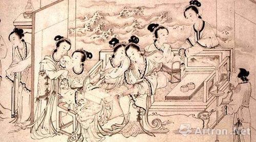 丁观鹏临仇英《乞巧图卷》