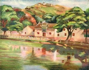 朱屺瞻《寺院》,选自《朱屺瞻画集》,大东书局1930年出版。