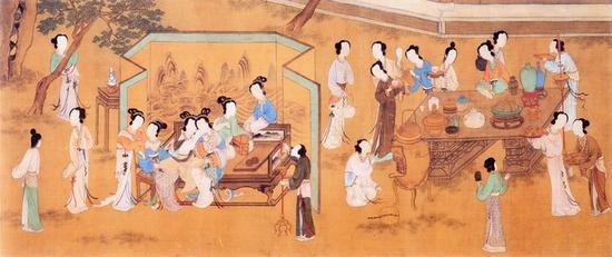 明人仿仇英《汉宫乞巧图》卷