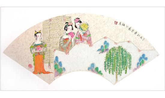 簪花图(扇面2)2009年 韦红燕