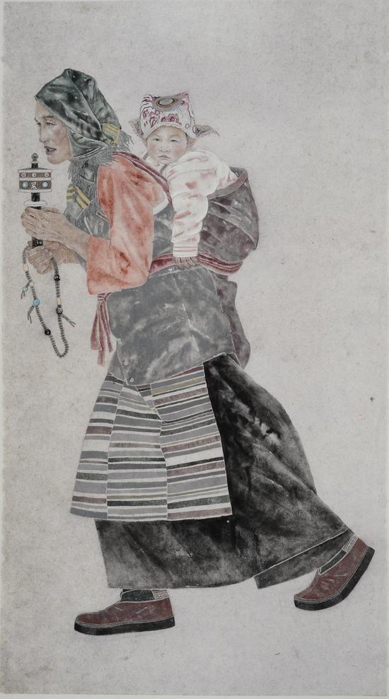 《祈福路》组画之八2015年180X100cm麻纸2015年