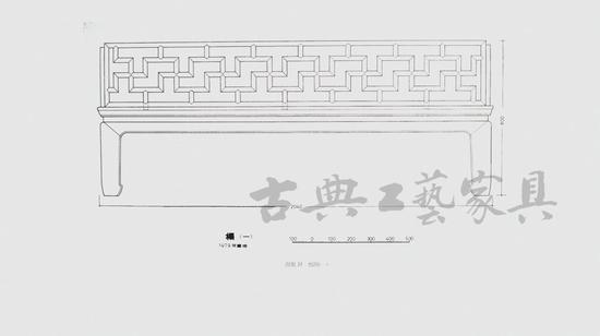 3。 杨耀《明式家具研究》中,杨耀实测榻的测绘图