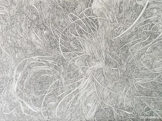 央美食堂服务生汪化的线描作品
