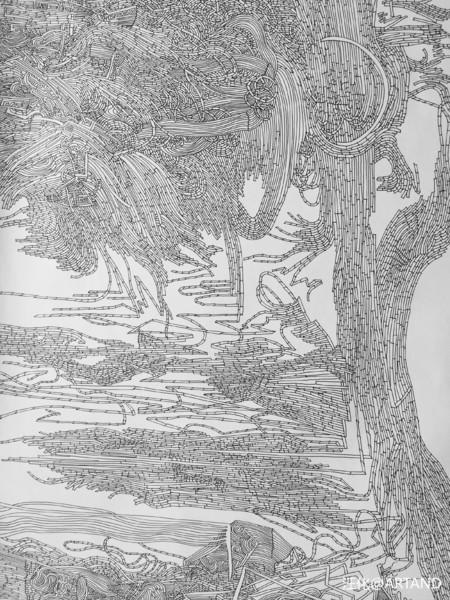 央美食堂服务生汪化的线描作品