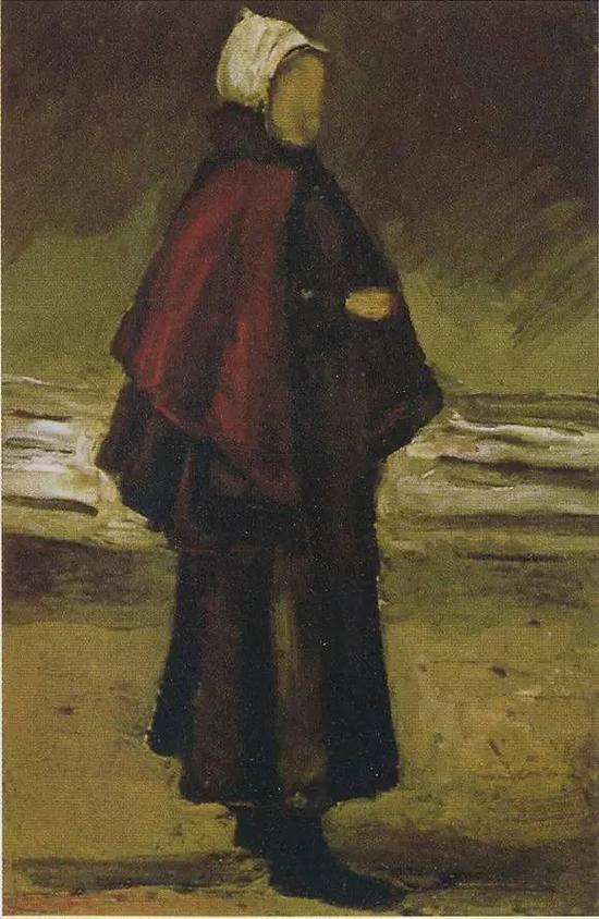 《海滩上渔夫的妻子》,梵高,1882年
