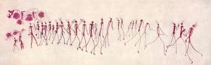Elisabeth Mannsfeld于1929年临摹的津巴布韦岩画《队列》(局部) 本版图片系德国法兰克福弗罗贝尼乌斯学院收藏作品