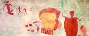 Joachim Lutz与Leo Frobenius于1929年临摹的津巴布韦岩画《以牛皮包裹干尸的葬礼场面》