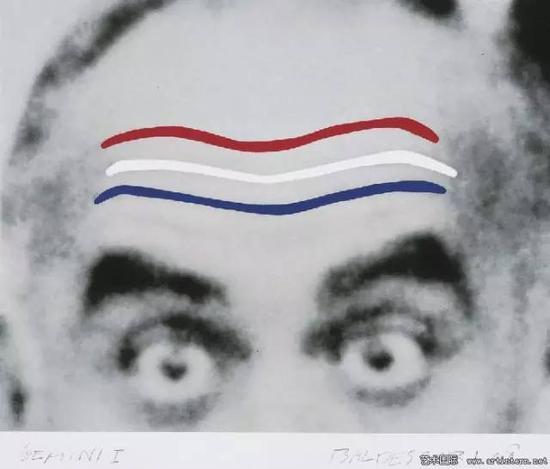 Raised Eyebrows Furrowed Foreheads(Red,White and Blue),7color screenprint,2008