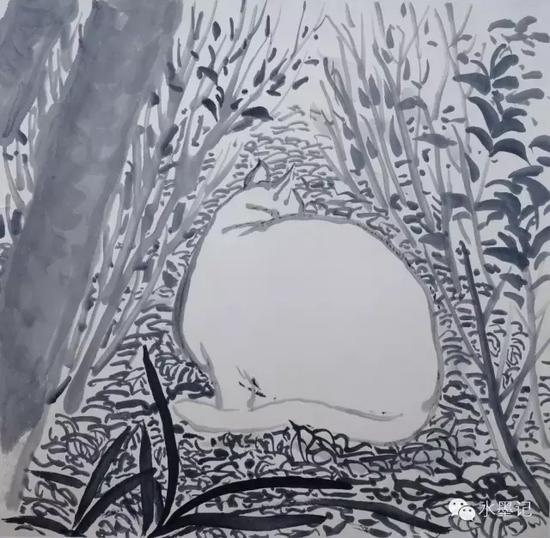 潘凯章《尘外·三》33cmX33cm 纸本水墨 2012