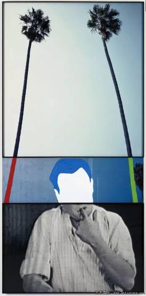 The Overlap Series:Two Palm Trees(and Person with Finger in Mouth),Digital colorprint,acrylic on sintra board,2001
