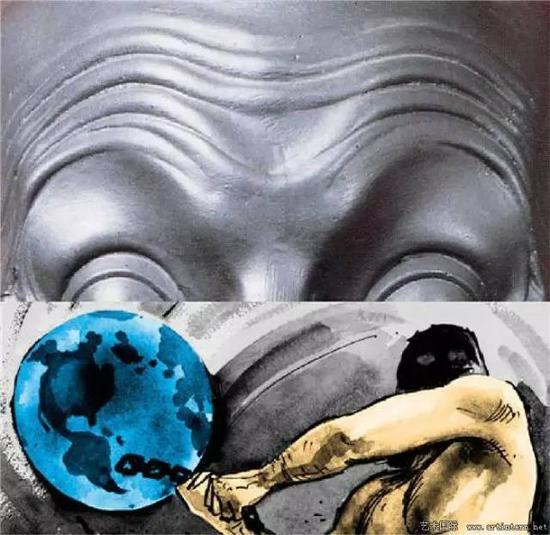 Raised Eyebrows - Furrowed Foreheads-Figure With Globe,9-Color Screenprint,2009