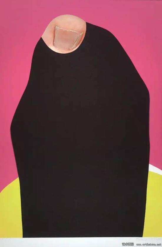 Foot and Stocking(With Big Toe Exposed):Kim,8 color screenprint with paper and fabric collage,2010