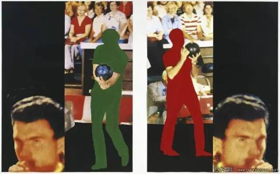 Two Bowlers(with Questioning Person),13color lithograph screenprint,1994