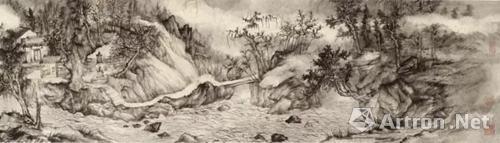 丘挺 《西山岚色图之二》(局部) 水墨长卷 2012年