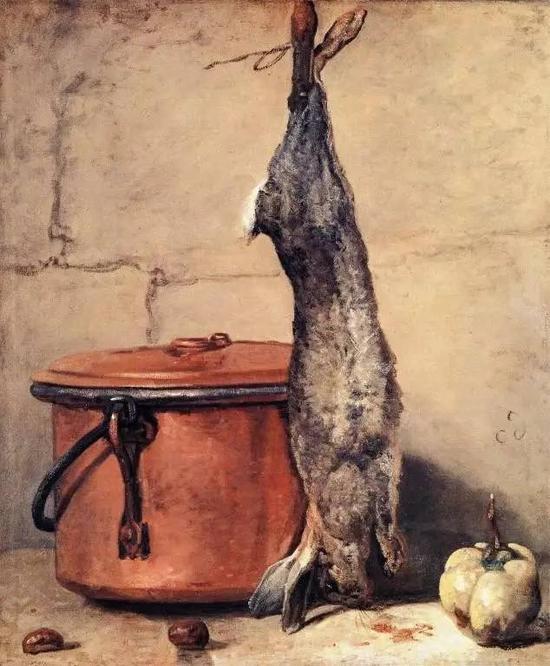 Jean-Baptiste-Simeon Chardin,Rabbit and Copper Pot,1735