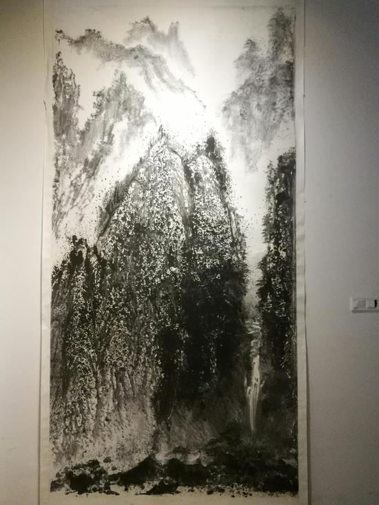 弗朗西斯·丁《墨色山河》纸本水墨 150cmX380cm