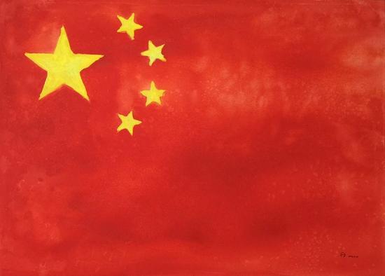 黄彬安琪 五星红旗