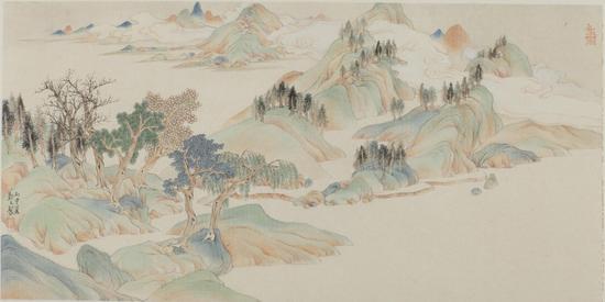 郑文 春山图 纸本设色 33×68cm 2016