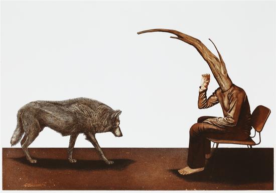 《共生》腐蚀铜版画600mm×900mm 2010年
