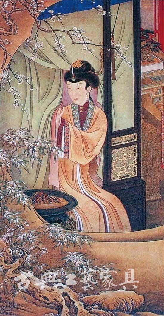 图1《雍正十二美人图——烘炉观雪》,清朝,手卷轴,设色绢本,纵184.6厘米,横97