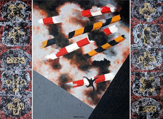 陈劼《中堂-2》布面丙烯,110×30cm,2015年