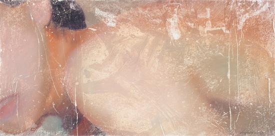 蒋焕《拓之系列之7》纸本油彩 ,60×120cm,2015年