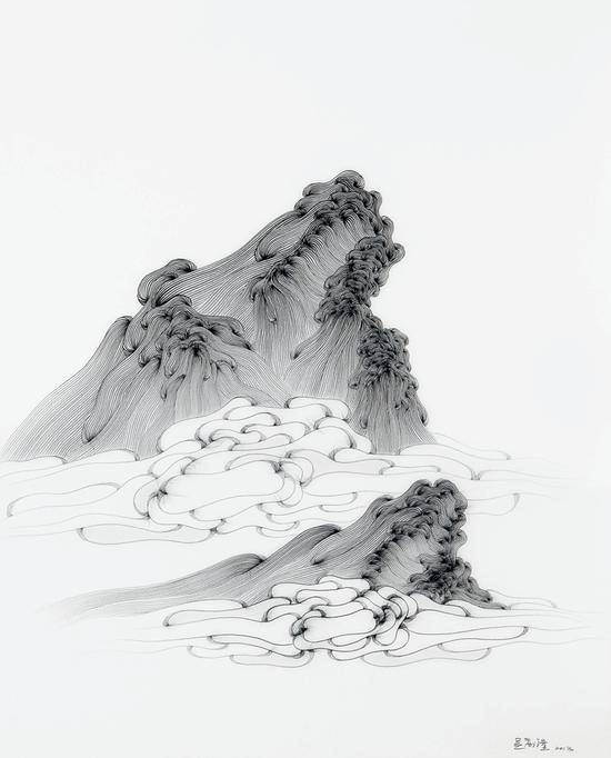 吴高钟《悬河D-12》纸本综合材料,120×150cm ,2013年