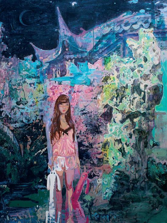 邓翰墨《星月夜》布面油画,240×160cm,2014年