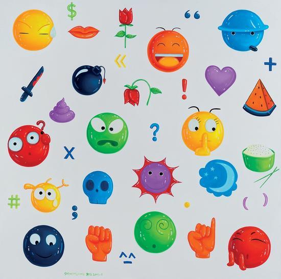 沈敬东《表情之一》 布面油画 ,150×150cm ,2016年