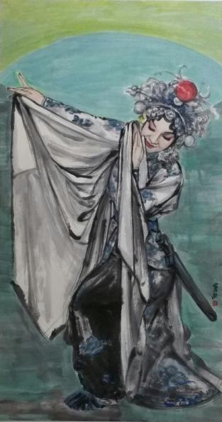 《盗仙草》窦红 国画作品 97 x178 cm