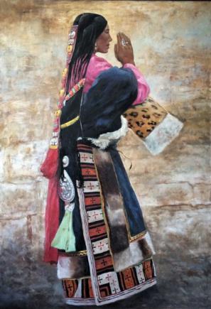 《祈福》窦剑 油画作品 90*130cm