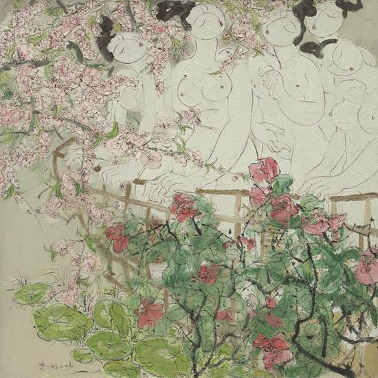 2) 赵梦歌《人面桃花》150×150 布面油画 2009年