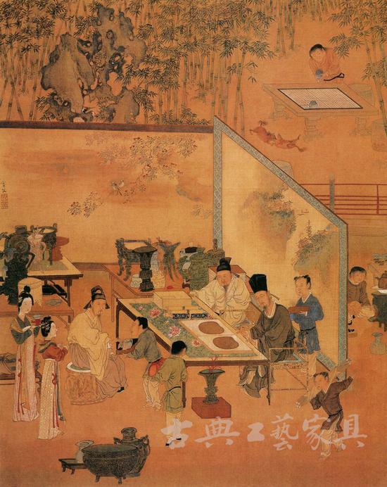 仇英 《人物故事图之竹林品古》
